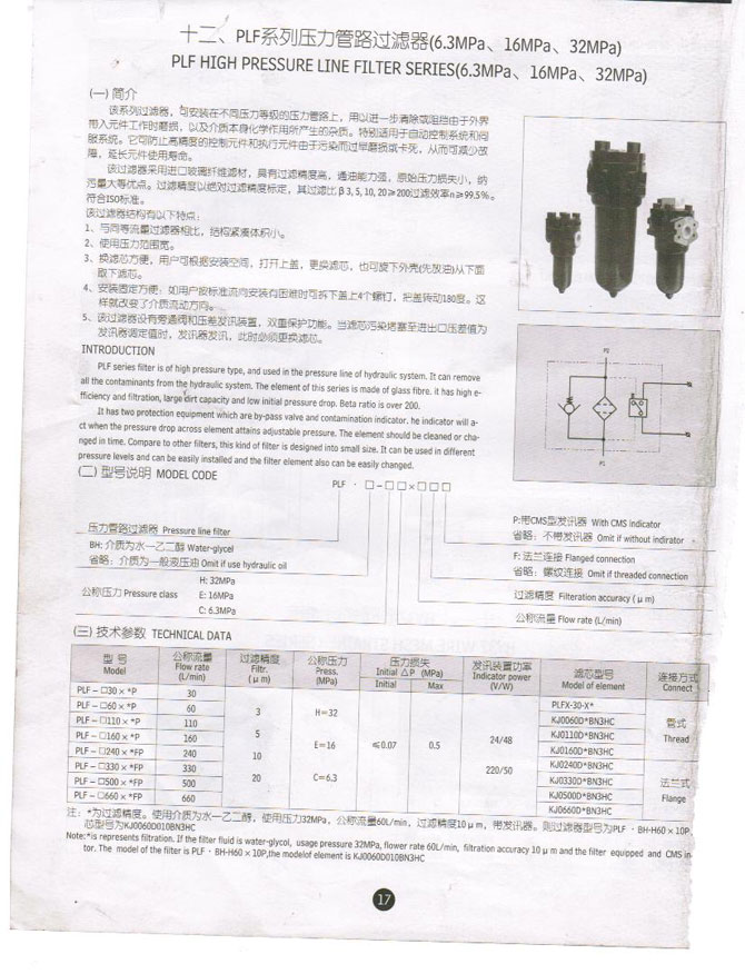 PLF系列压力管路过滤器